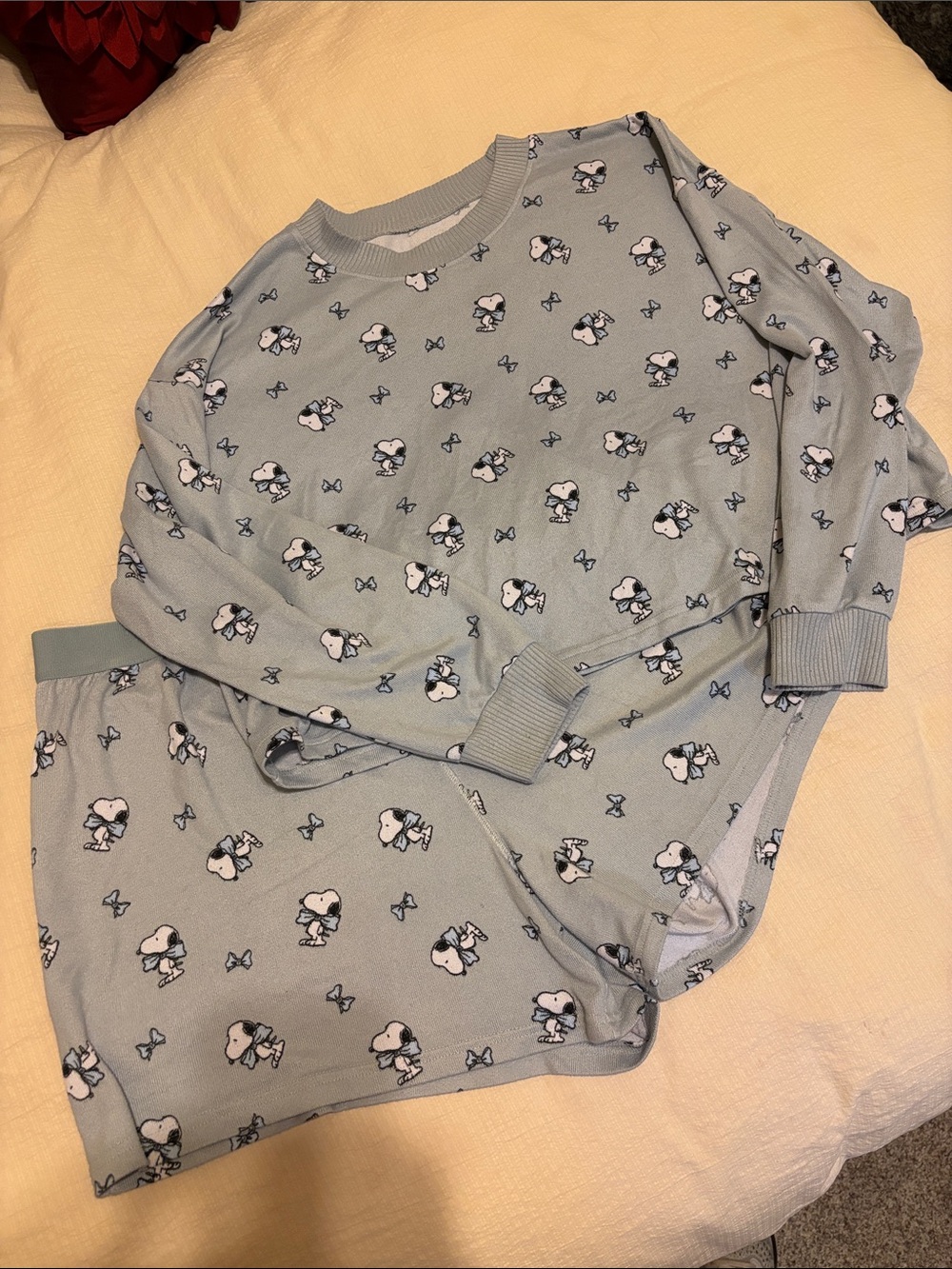 American Eagle Outfitters Light Blue Snoopy PJ Set